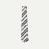 Ecru And Green Multi Stripe Mogador Tipped Tie -Drakes Shop DR1AAN23127 01402 2