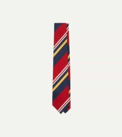 Navy, Red And Yellow Baiadera Stripe Mogador Tipped Tie