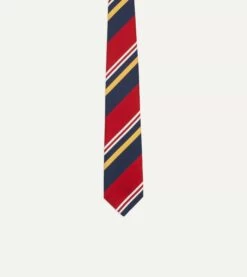 Navy, Red And Yellow Baiadera Stripe Mogador Tipped Tie -Drakes Shop DR1AAN23128 02702 3