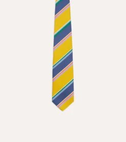 Yellow Multi Stripe Silk Tipped Tie -Drakes Shop DR1AAN23130 01502 3