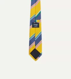 Yellow Multi Stripe Silk Tipped Tie -Drakes Shop DR1AAN23130 01502 4