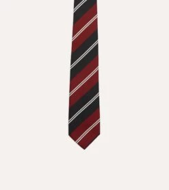 Red, Navy And White Regimental Stripe Mogador Tipped Tie -Drakes Shop DR1AAN23132 01702 3