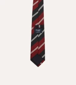 Red, Navy And White Regimental Stripe Mogador Tipped Tie -Drakes Shop DR1AAN23132 01702 4