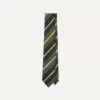 Green, Navy And White Regimental Stripe Mogador Tipped Tie -Drakes Shop DR1AAN23132 02402 2