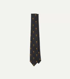 Black And Gold Parachute Motif Silk Tipped Tie