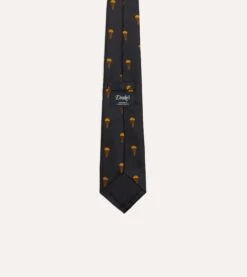 Black And Gold Parachute Motif Silk Tipped Tie -Drakes Shop DR1AAN23144 03501 4