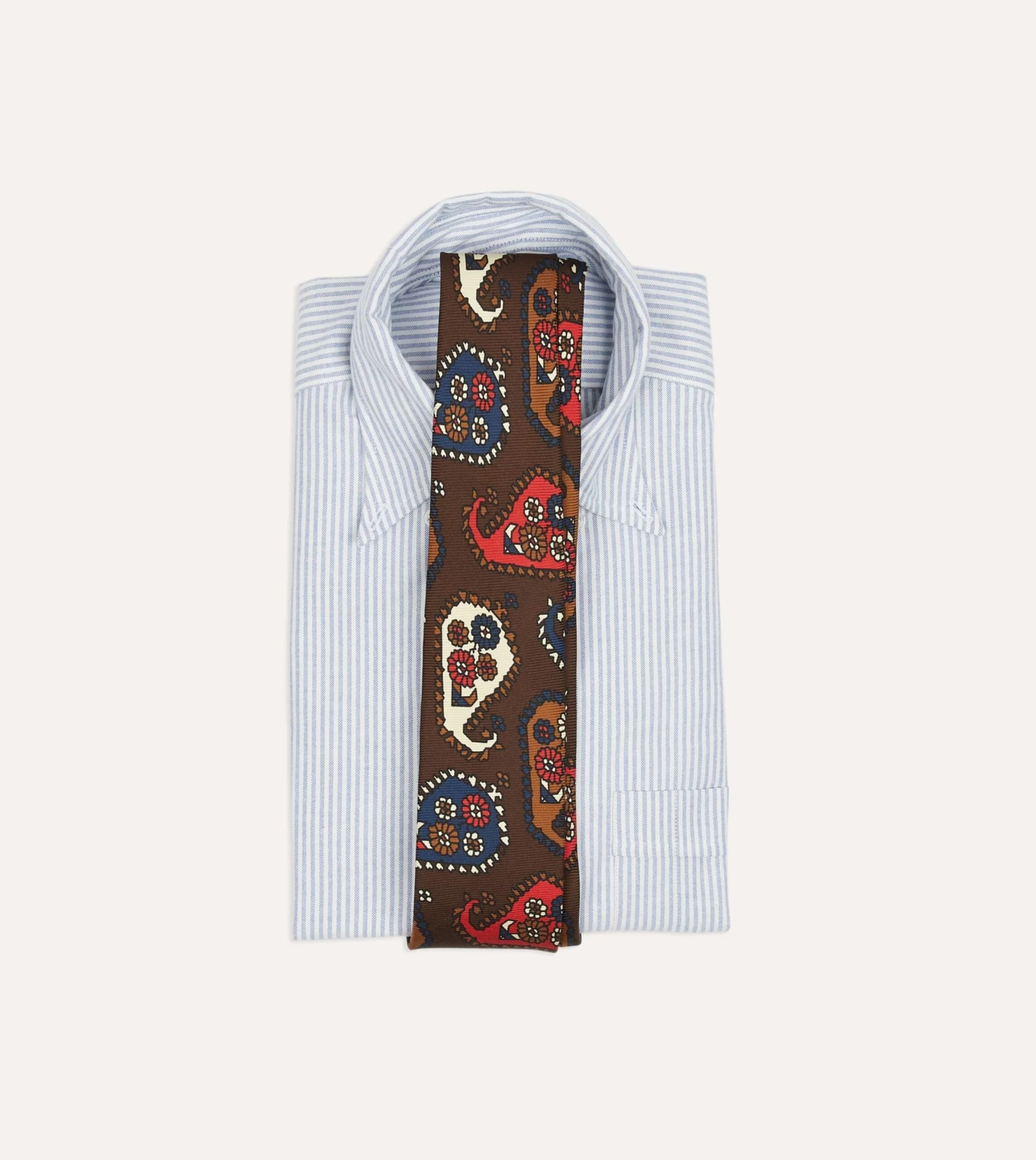 Brown Geometric Paisley Print Twill Silk Tipped Tie 4 Brown Geometric Paisley Print Twill Silk Tipped Tie - Image 2