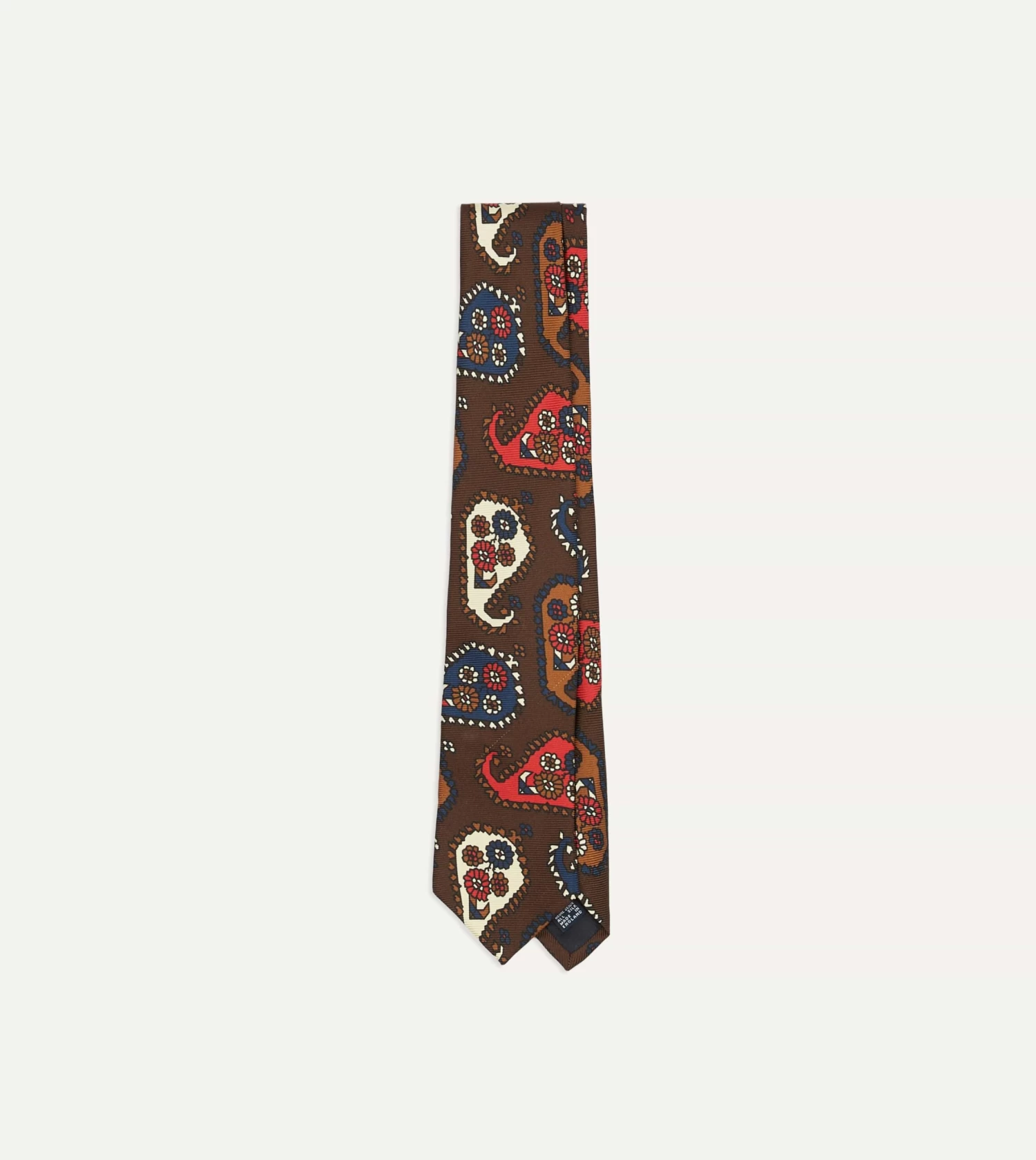 Brown Geometric Paisley Print Twill Silk Tipped Tie 3 Brown Geometric Paisley Print Twill Silk Tipped Tie