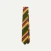Green Multi Stripe Silk Tipped Tie -Drakes Shop DR1AAN23192 01402 2