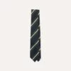 Navy, Green And White Regimental Stripe Mogador Tipped Tie -Drakes Shop DR1AAN23590 03252 2