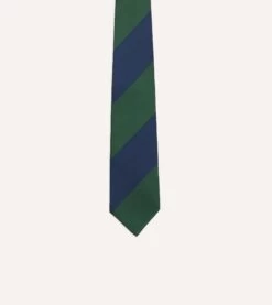 Blue And Green Dual Block Stripe Mogador Tipped Tie -Drakes Shop DR1AAN23614 02202 3