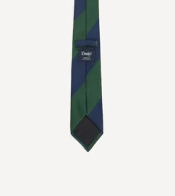 Blue And Green Dual Block Stripe Mogador Tipped Tie -Drakes Shop DR1AAN23614 02202 4