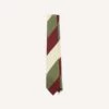 Olive, Red And Ecru Triple Stripe Mogador Tipped Tie