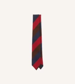 Navy, Red And Brown Triple Stripe Mogador Tipped Tie
