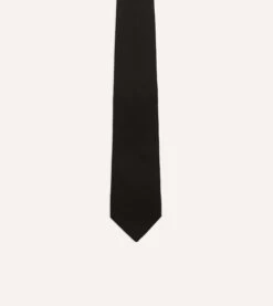 Black Pure Cashmere Solid Tipped Tie -Drakes Shop DR1AAN23697 02100 3