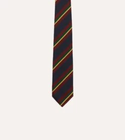 Green Multi Stripe Silk Mogador Tipped Tie -Drakes Shop DR1AAN24108 01302 3