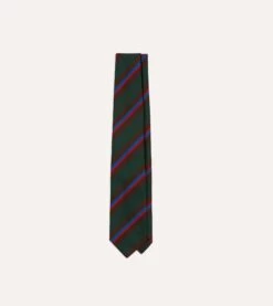 Green And Brown Stripe Silk Mogador Tipped Tie