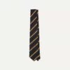 Navy, Gold And Brown Regimental Stripe Mogador Tipped Tie 1 Navy, Gold And Brown Regimental Stripe Mogador Tipped Tie -Drakes Shop DR1AAN24111 01 252 1