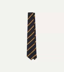 Navy, Gold And Brown Regimental Stripe Mogador Tipped Tie