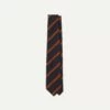 Navy, Orange And Red Regimental Stripe Mogador Tipped Tie -Drakes Shop DR1AAN24111 02 252 1