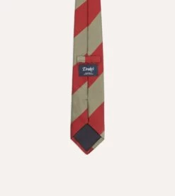 Red And Brown Wide Stripe Repp Silk Tipped Tie -Drakes Shop DR1AAN24119 01702 4