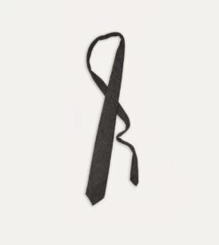 Black Pure Cashmere Solid Hand Rolled Tie 10 Black Pure Cashmere Solid Hand Rolled Tie -Drakes Shop DR1AAR01211 13100 4