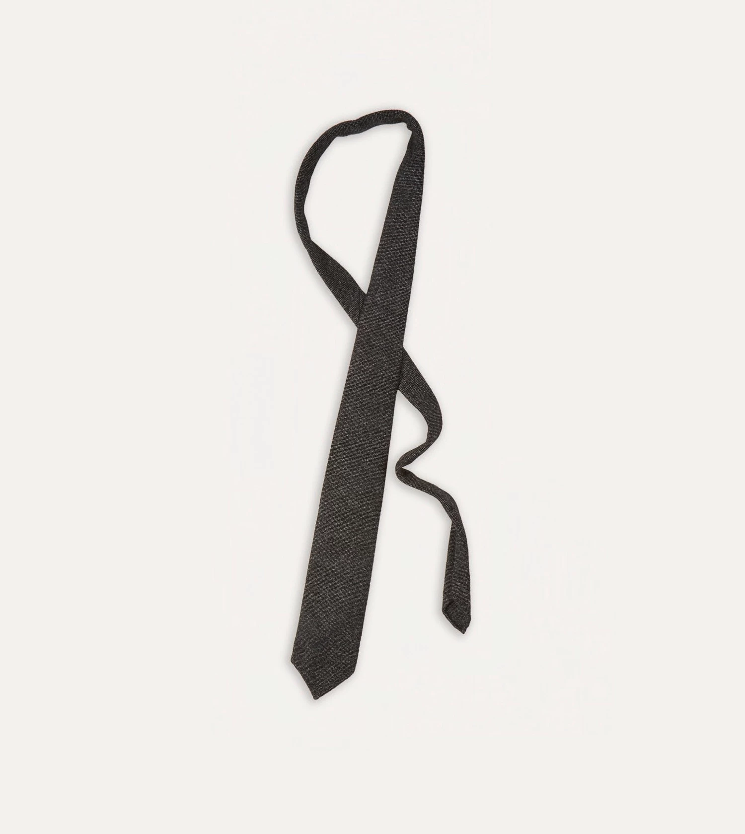 Black Pure Cashmere Solid Hand Rolled Tie 6 Black Pure Cashmere Solid Hand Rolled Tie - Image 4