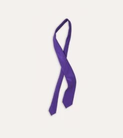 Purple Tussah Hand Rolled Silk Tie -Drakes Shop DR1AAR06449 07900 4