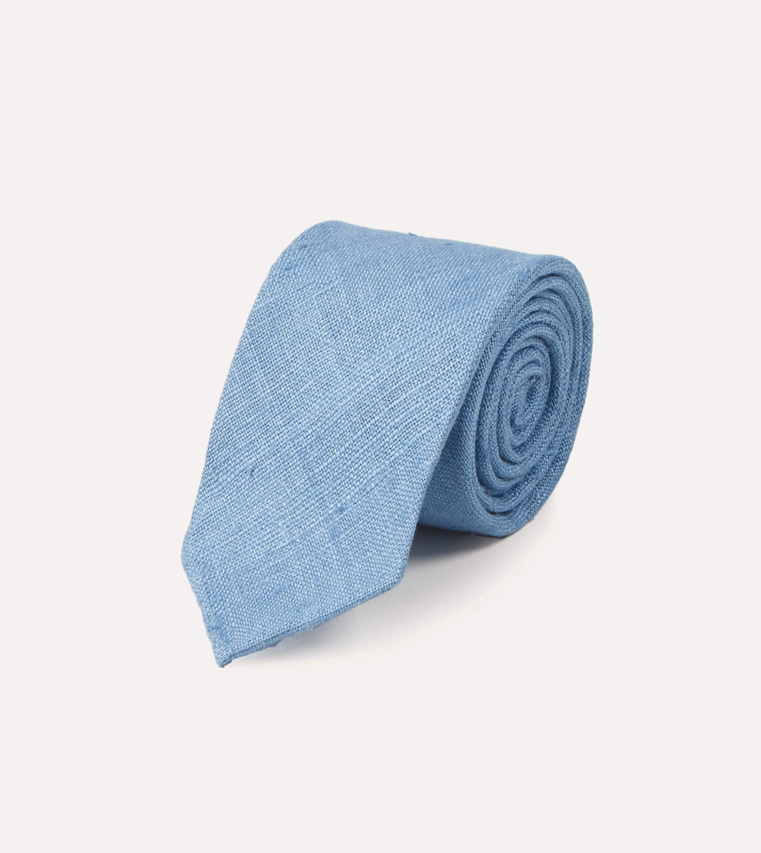 Blue Tussah Hand Rolled Silk Tie 4 Blue Tussah Hand Rolled Silk Tie - Image 2