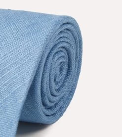 Blue Tussah Hand Rolled Silk Tie 9 Blue Tussah Hand Rolled Silk Tie -Drakes Shop DR1AAR06449 08200 3