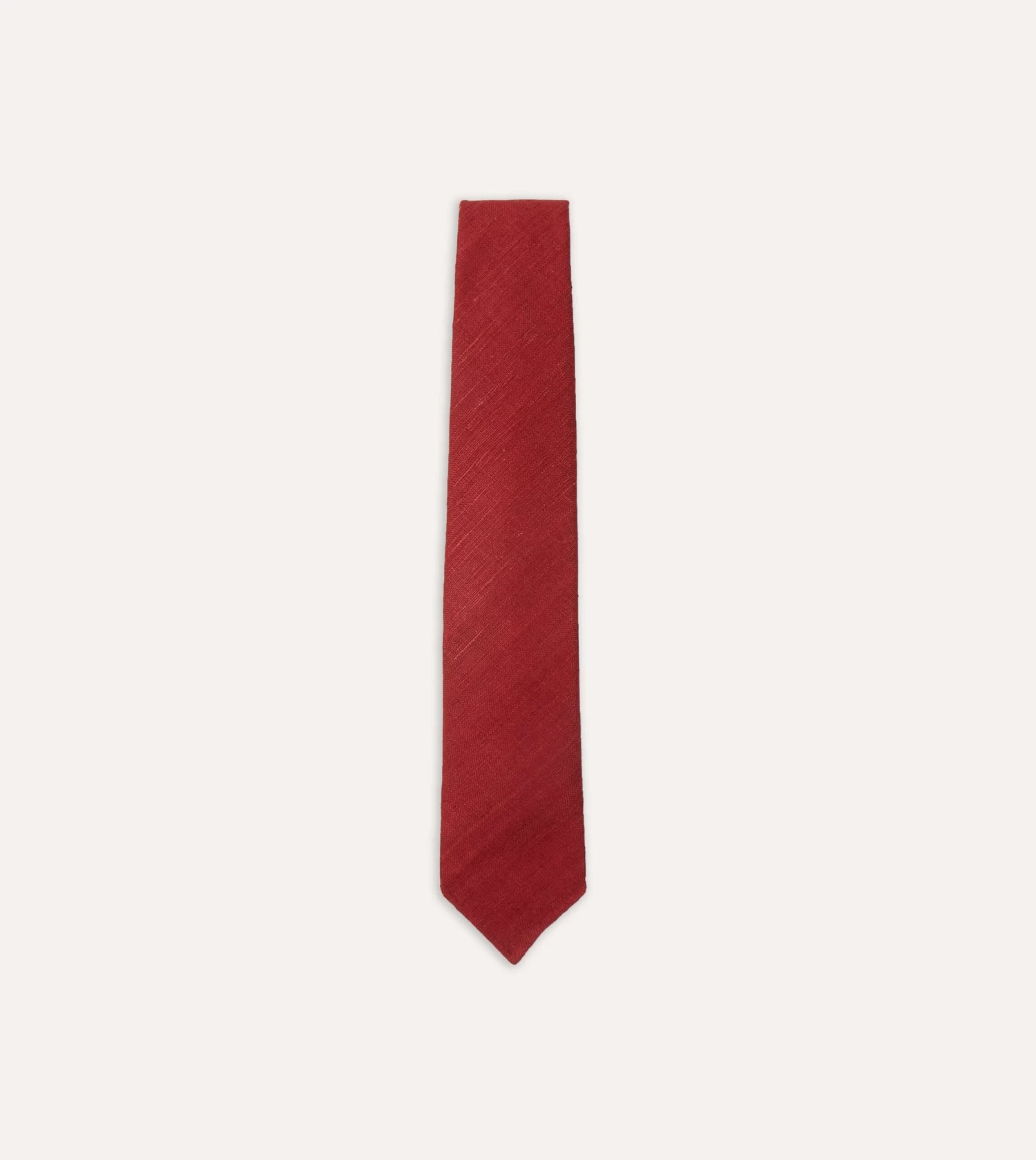 Red Tussah Hand Rolled Silk Tie 3 Red Tussah Hand Rolled Silk Tie