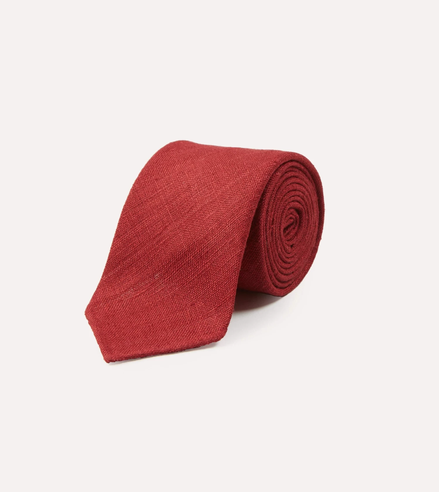 Red Tussah Hand Rolled Silk Tie 4 Red Tussah Hand Rolled Silk Tie - Image 2