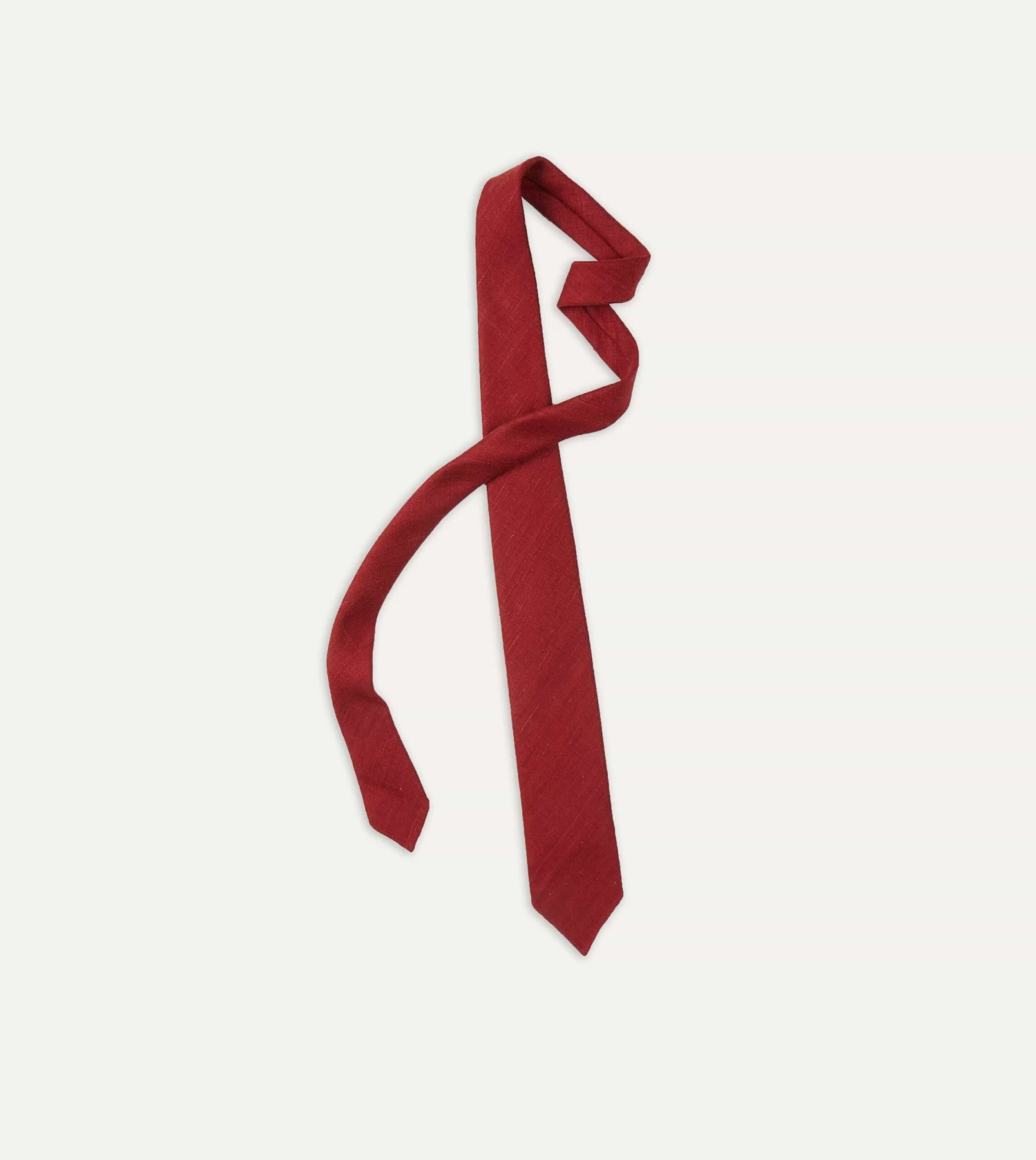 Red Tussah Hand Rolled Silk Tie 6 Red Tussah Hand Rolled Silk Tie - Image 4