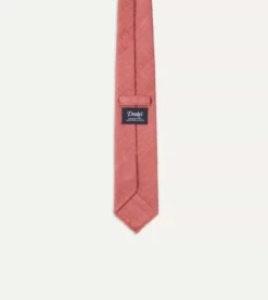 Pink Tussah Hand Rolled Silk Tie -Drakes Shop DR1AAR06449 22990 5