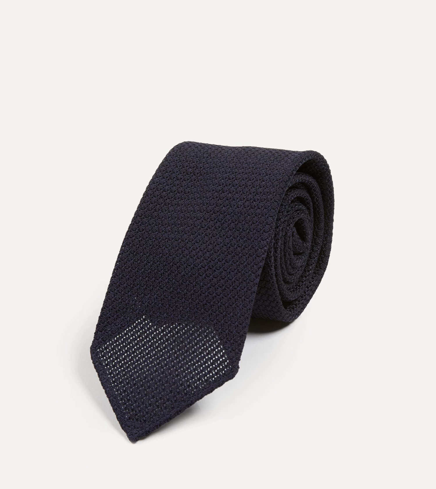 Dark Navy Hand Rolled Large Knot Grenadine Tie 4 Dark Navy Hand Rolled Large Knot Grenadine Tie - Image 2