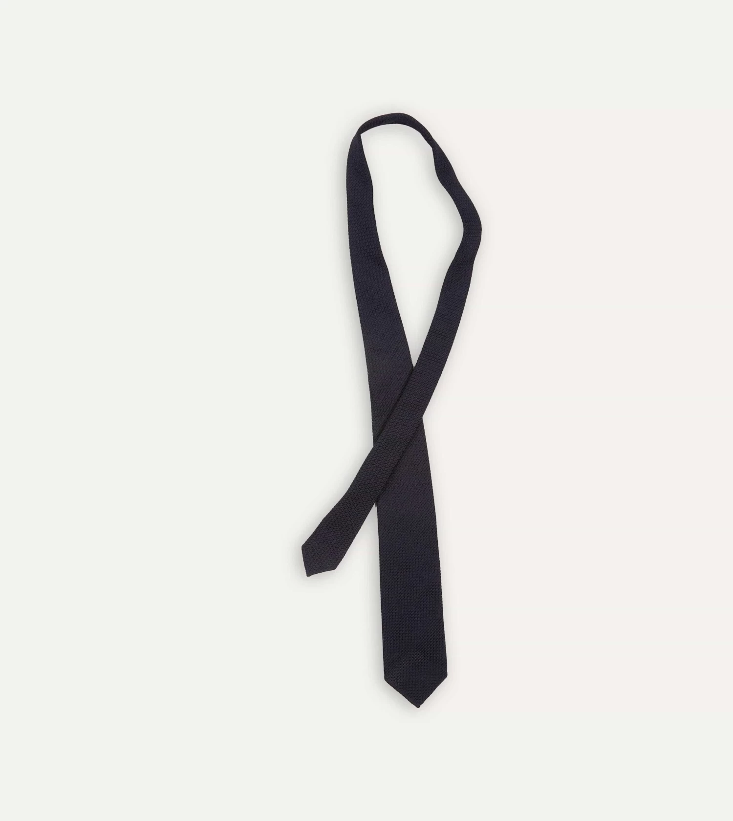 Dark Navy Hand Rolled Large Knot Grenadine Tie 6 Dark Navy Hand Rolled Large Knot Grenadine Tie - Image 4