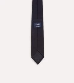 Dark Navy Hand Rolled Large Knot Grenadine Tie 11 Dark Navy Hand Rolled Large Knot Grenadine Tie -Drakes Shop DR1AAR06654 11250 5