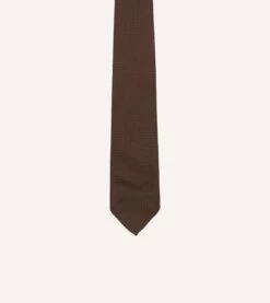 Brown Hand Rolled Large Knot Grenadine Tie -Drakes Shop DR1AAR06654 12300 3