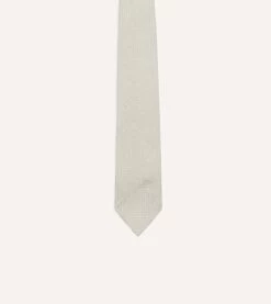 Cream Hand Rolled Large Knot Grenadine Tie -Drakes Shop DR1AAR06654 29050 3