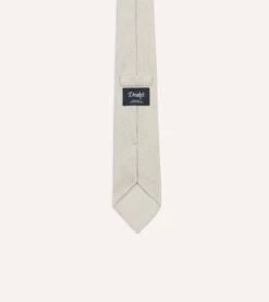 Cream Hand Rolled Large Knot Grenadine Tie -Drakes Shop DR1AAR06654 29050 4