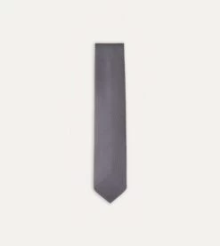Grey Silk Twill Hand Rolled Tie