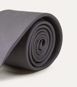 Grey Silk Twill Hand Rolled Tie -Drakes Shop DR1AAR06870 04600 3