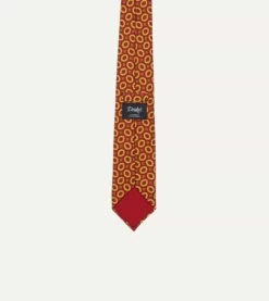 Red Flower Print 40oz Madder Silk Tipped Tie -Drakes Shop DR1AAR08036701 4