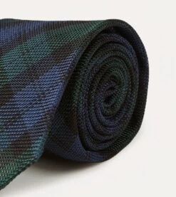 Blackwatch Fine Woven Grenadine Silk Hand Rolled Tie -Drakes Shop DR1AAR15541 01403 3