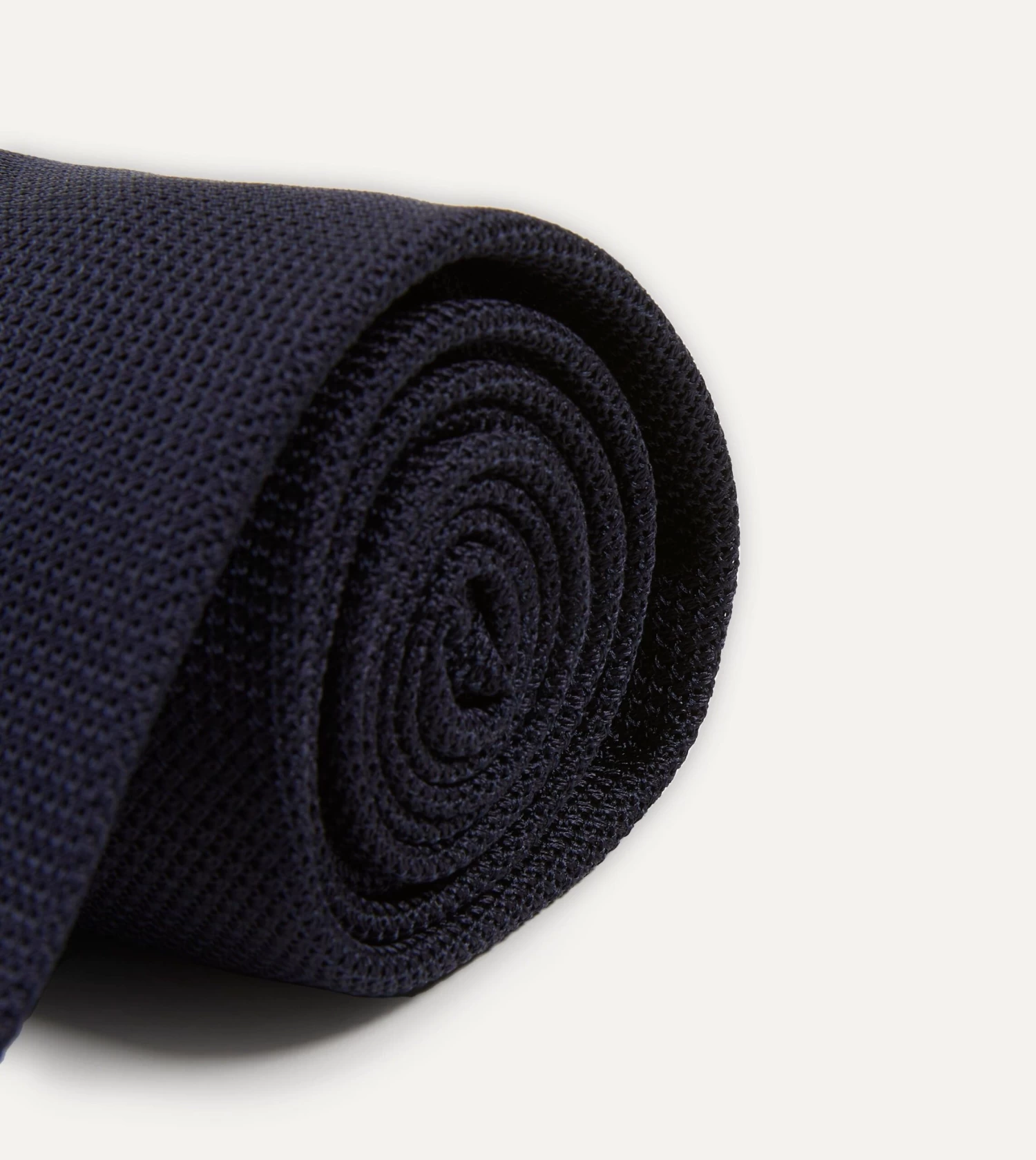 Dark Navy Fine Woven Grenadine Silk Hand Rolled Tie 5 Dark Navy Fine Woven Grenadine Silk Hand Rolled Tie - Image 3