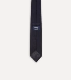 Dark Navy Fine Woven Grenadine Silk Hand Rolled Tie 11 Dark Navy Fine Woven Grenadine Silk Hand Rolled Tie -Drakes Shop DR1AAR15541 02250 5