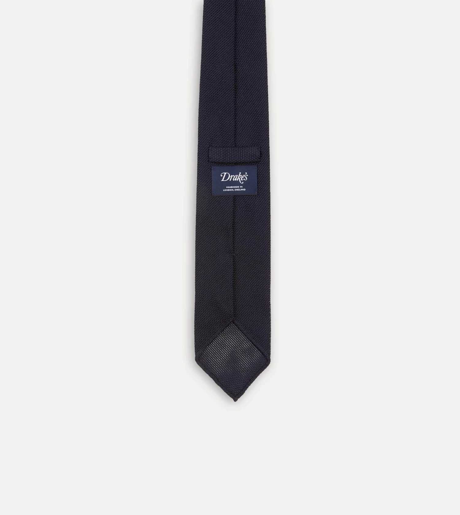 Dark Navy Fine Woven Grenadine Silk Hand Rolled Tie 7 Dark Navy Fine Woven Grenadine Silk Hand Rolled Tie - Image 5