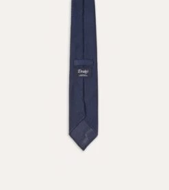 Navy Fine Woven Grenadine Silk Hand Rolled Tie -Drakes Shop DR1AAR15541 03250 5