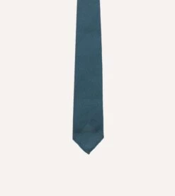 Sky Blue Fine Woven Grenadine Silk Hand Rolled Tie -Drakes Shop DR1AAR15541 05200 3