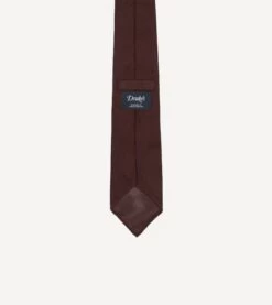 Burgundy Fine Woven Grenadine Silk Hand Rolled Tie -Drakes Shop DR1AAR15541 06700 4